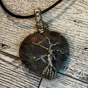 Hand Crafted Silver and Black Wire Wrapped Necklace